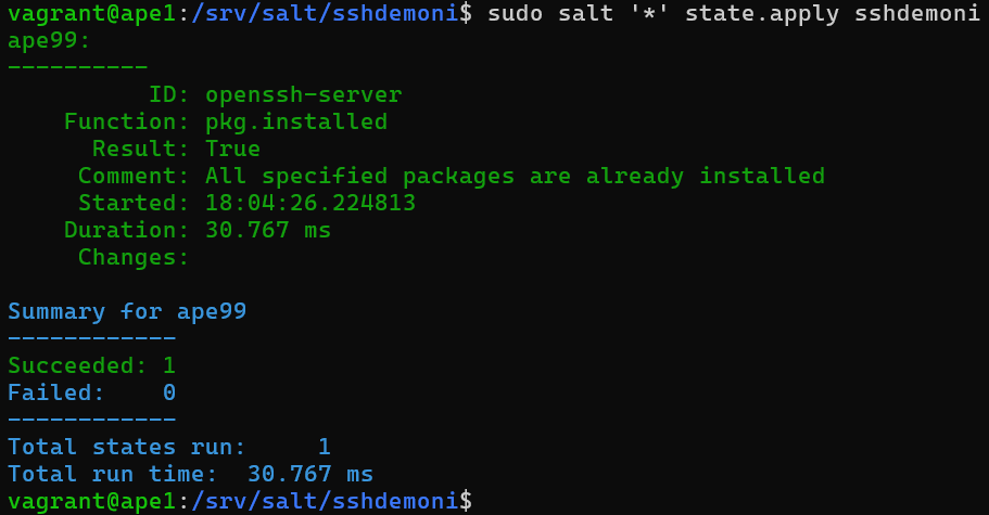 Vastaus moduulin ajamisesta
