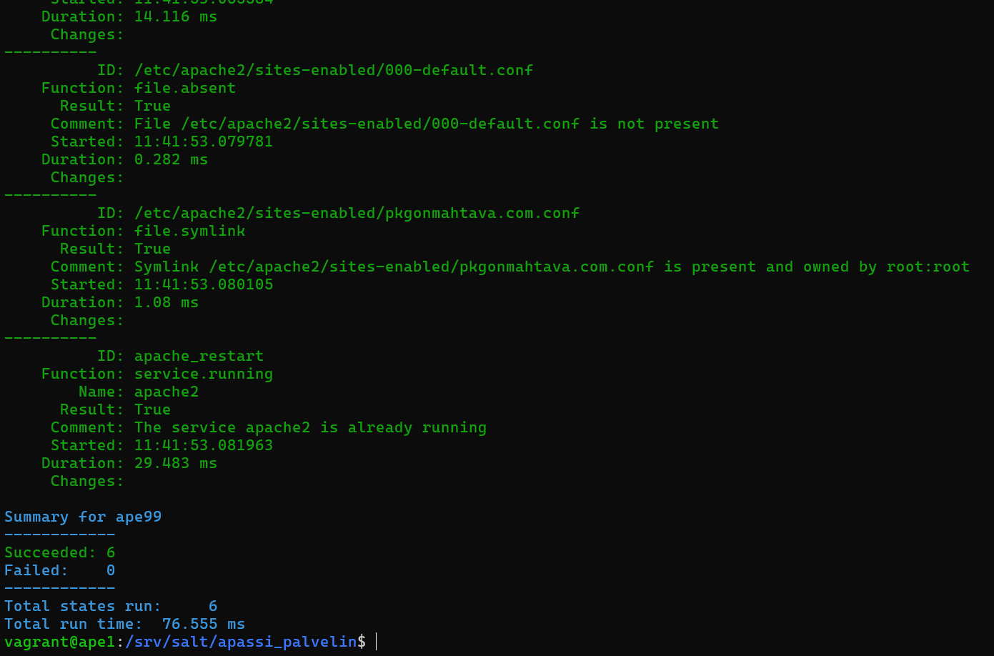 Vastaus moduulin ajamisesta