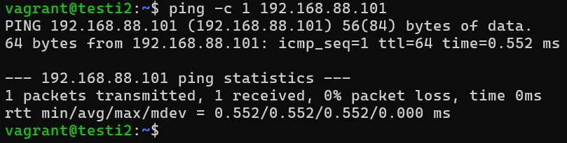 Ping testi testi2 koneelta koneelle testi1