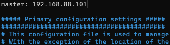 Minion-tiedostoon master-osoitteen lisääminen