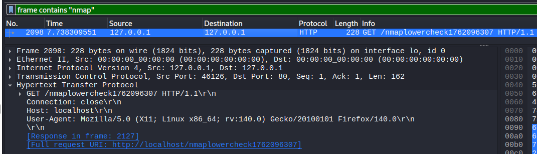 Wiresharkissa viimeinen merkkijono